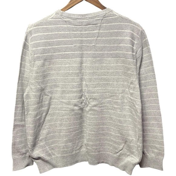Nautica gray and white horizontal striped crewneck small logo sweater sweatshirt - Picture 5 of 5